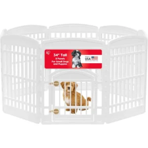 Hot Sale - USA 34" 8-Panel Dog Playpen with Door, 63 x 63 x 35, Puppy Playpen, Dog Play Pen Indoors, Pet Fence, Medium