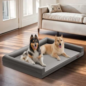 Orthopedic Dog Bed Bolster Microfiber Leather